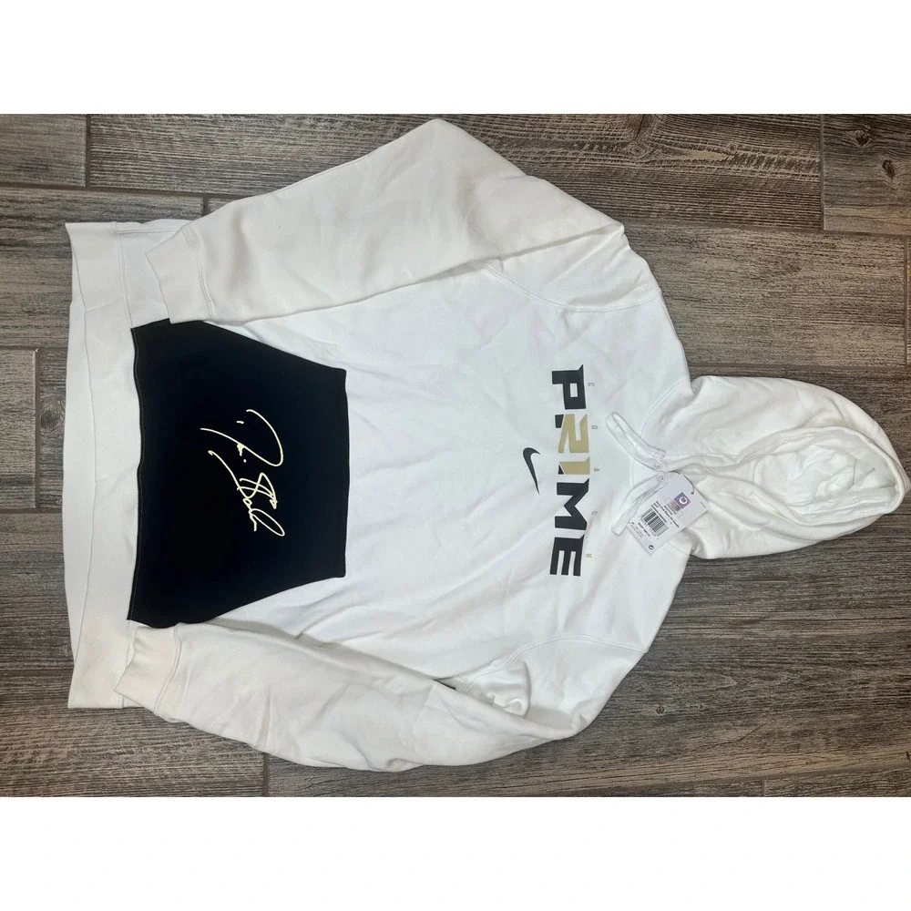 Nike Deion Sanders Coach‎ Prime White Hoodie Sweatshirt Mens Size Large NWT